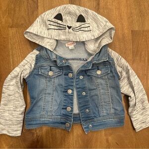 Cat & Jack // 2T Denim Jacket with Gray Cat Ear Hood